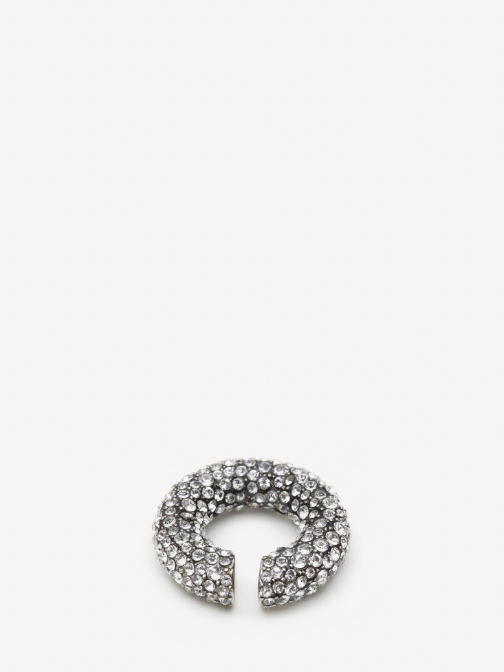 Women's Pave Round Ear Hook Antique Silver Fashion Alexander McQueen