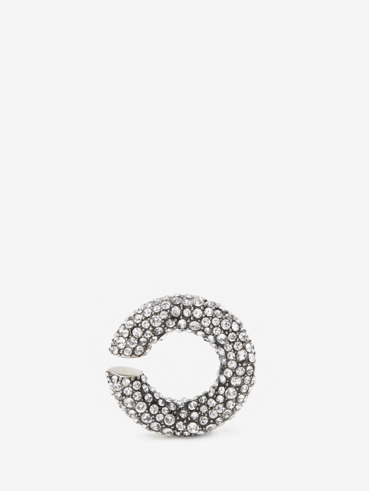 Women's Pave Round Ear Hook Antique Silver Fashion Alexander McQueen