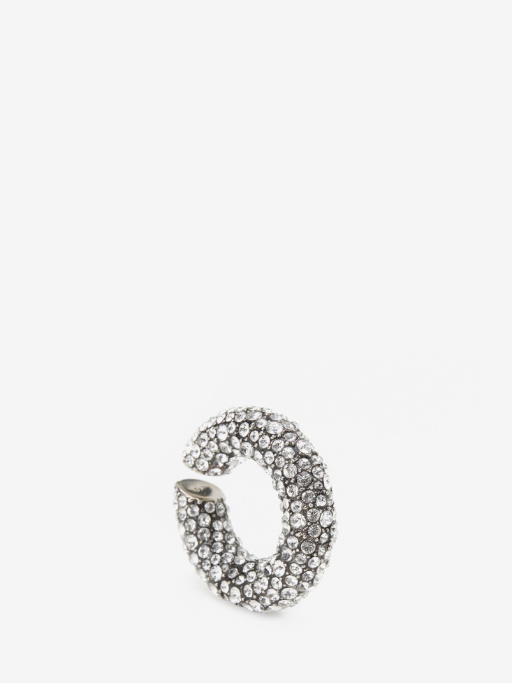 Women's Pave Round Ear Hook Antique Silver Fashion Alexander McQueen