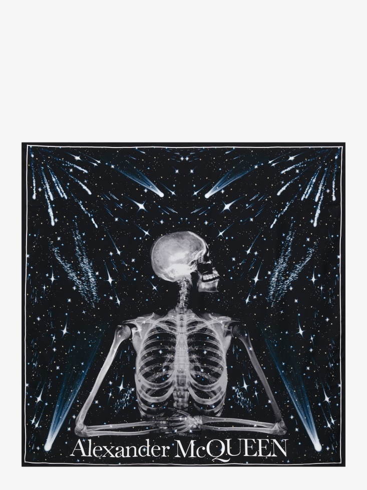 Black/White Women's Celestial Skeleton Foulard Fashion Alexander McQueen