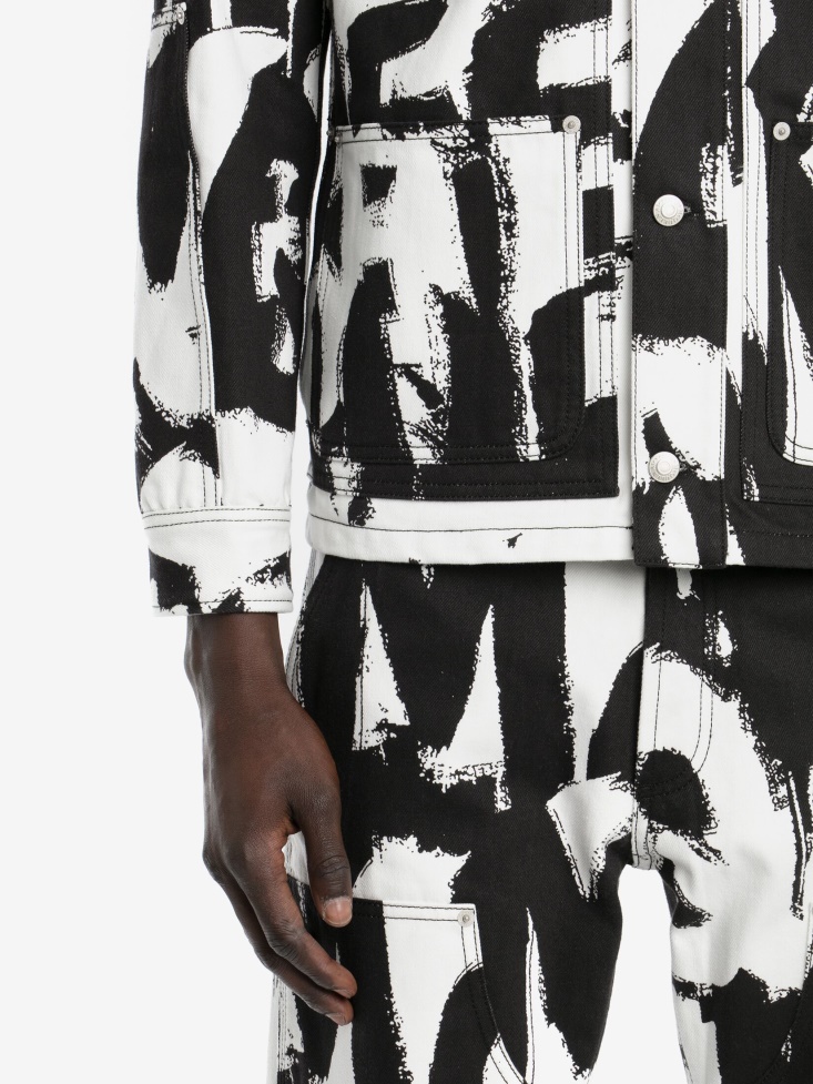 Men's in Graffiti Workwear Jacket Fashion Alexander McQueen White/Black