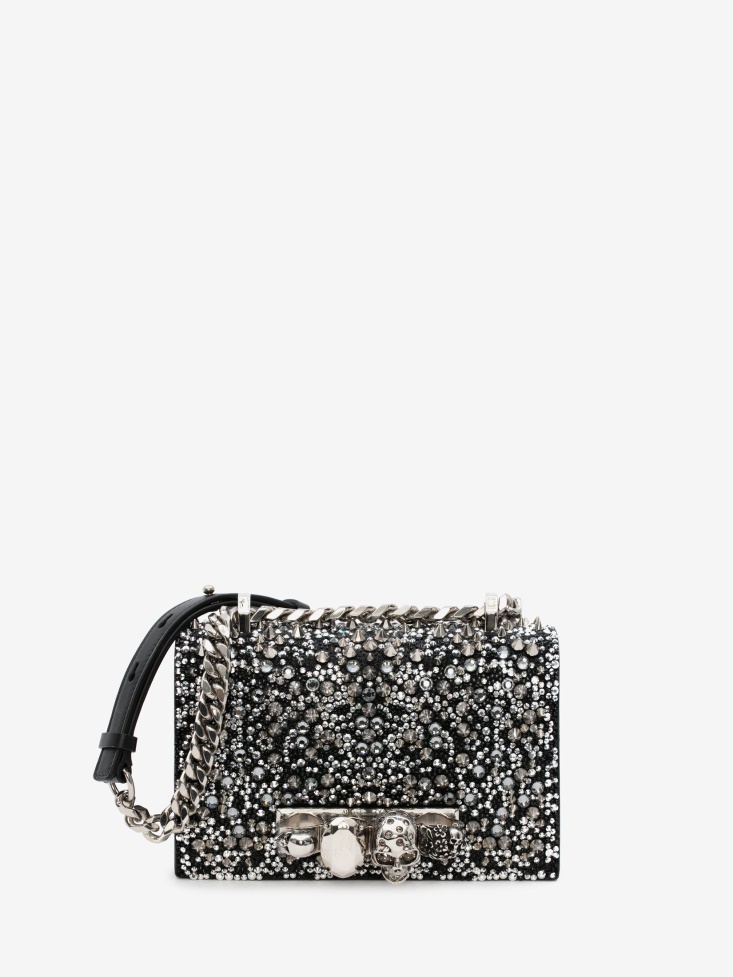 Women's Fashion Alexander McQueen in Black Mini Jewelled Satchel