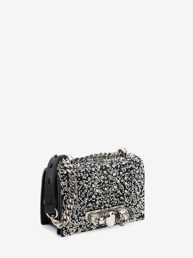 Women's Fashion Alexander McQueen in Black Mini Jewelled Satchel