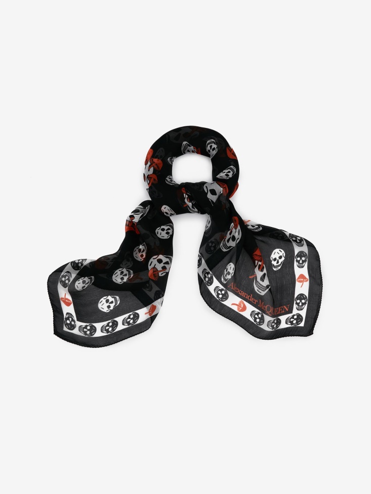 Women's Classic Mushroom Foulard Black/Orange Fashion Alexander McQueen