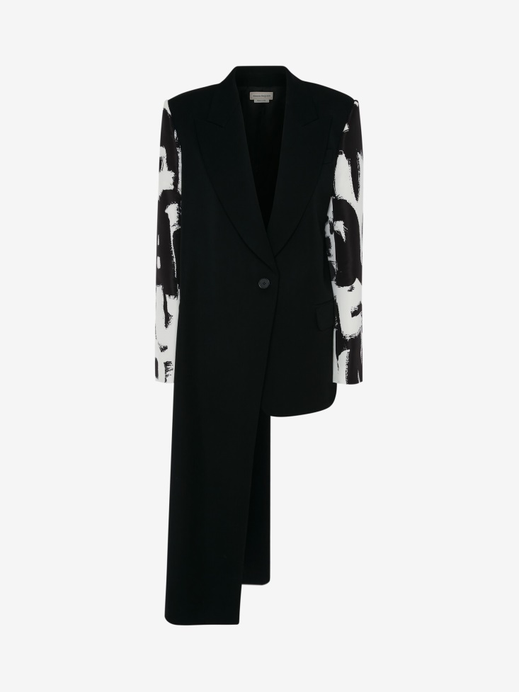 Women's in Graffiti Sleeve Drape Jacket Fashion Alexander McQueen Black