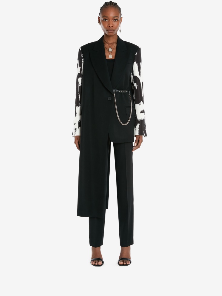 Women's in Graffiti Sleeve Drape Jacket Fashion Alexander McQueen Black