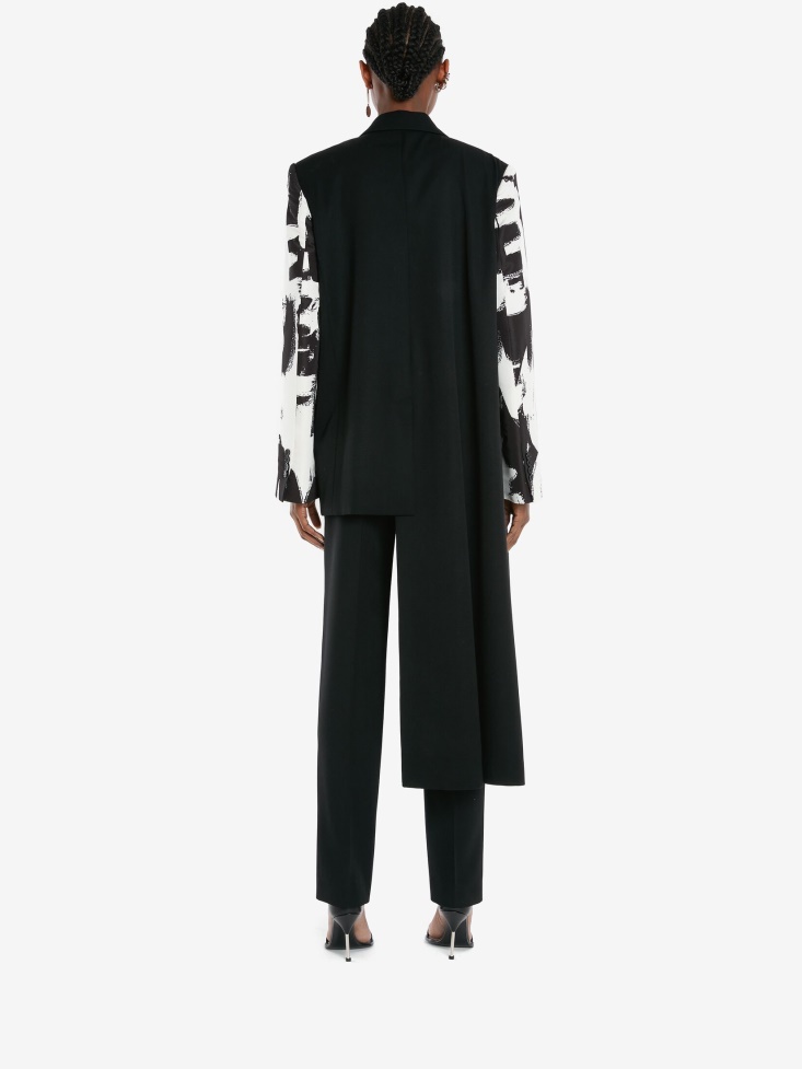 Women's in Graffiti Sleeve Drape Jacket Fashion Alexander McQueen Black