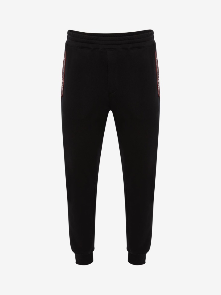 Fashion Alexander McQueen Black Men's Selvedge Logo Tape Detail Joggers