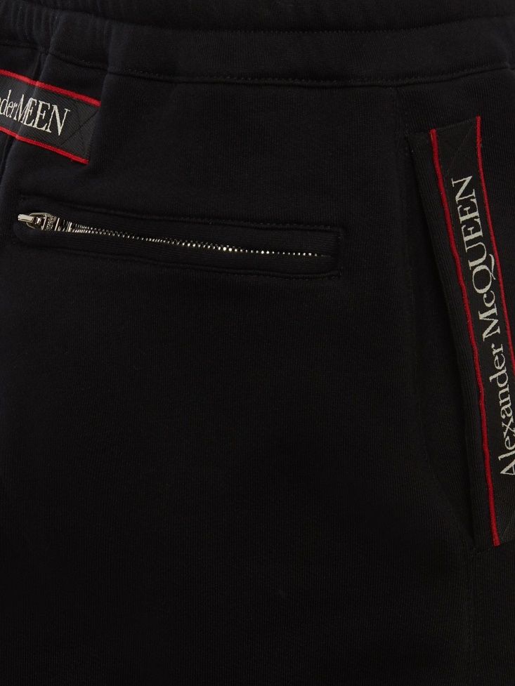 Fashion Alexander McQueen Black Men's Selvedge Logo Tape Detail Joggers