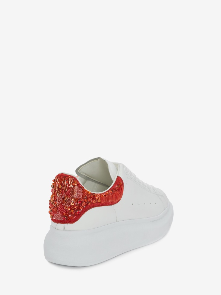 Women's Oversized Sneaker Fashion Alexander McQueen White/Warm Orange