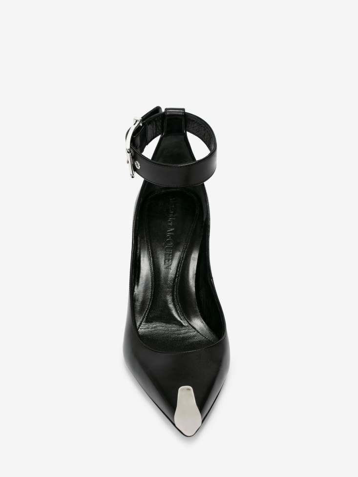 Black/Silver Fashion Alexander McQueen Women's Punk Ankle Strap Pump