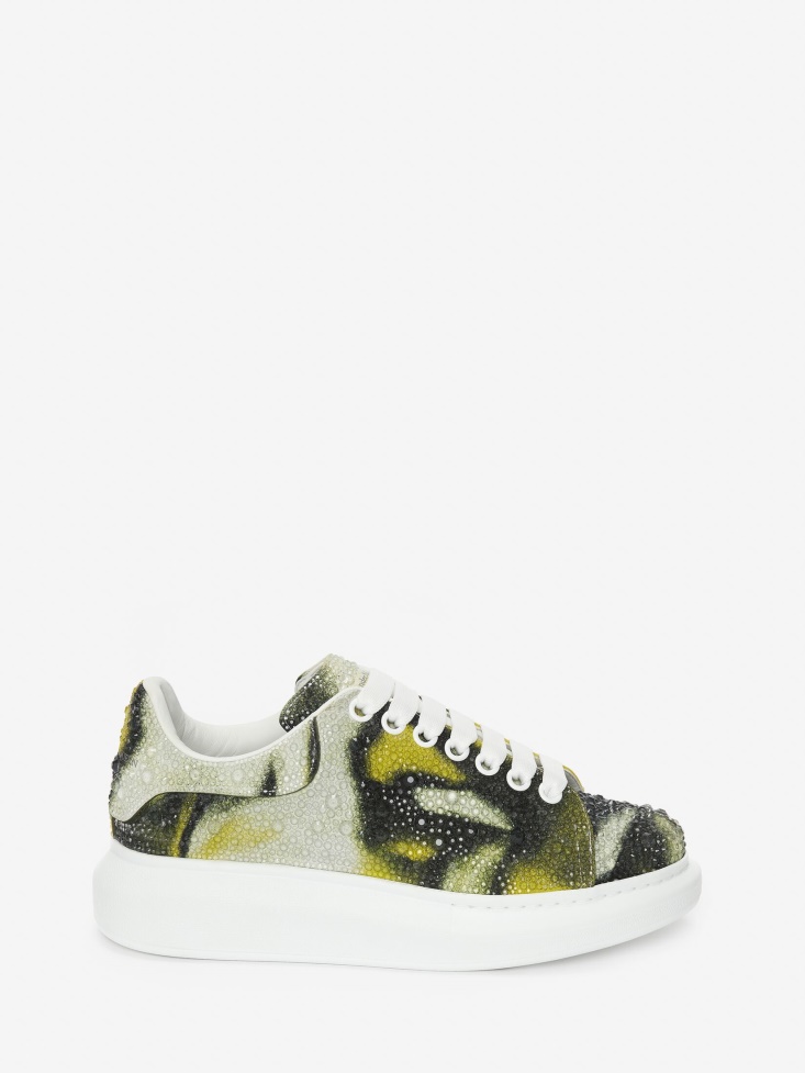 White/Yellow/Black Women's Oversized Sneaker Fashion Alexander McQueen