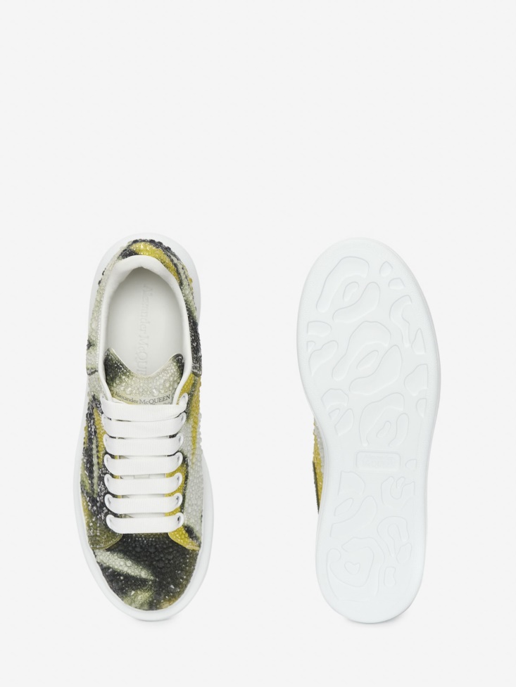 White/Yellow/Black Women's Oversized Sneaker Fashion Alexander McQueen