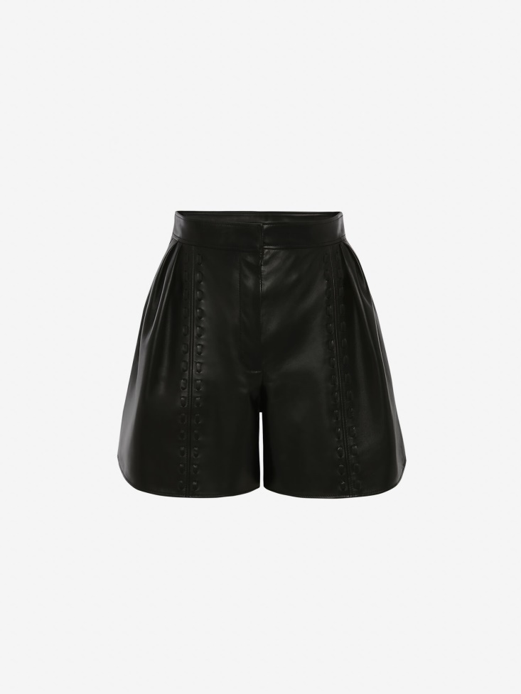 Women's Couture Stitch Leather Shorts Fashion Alexander McQueen Black