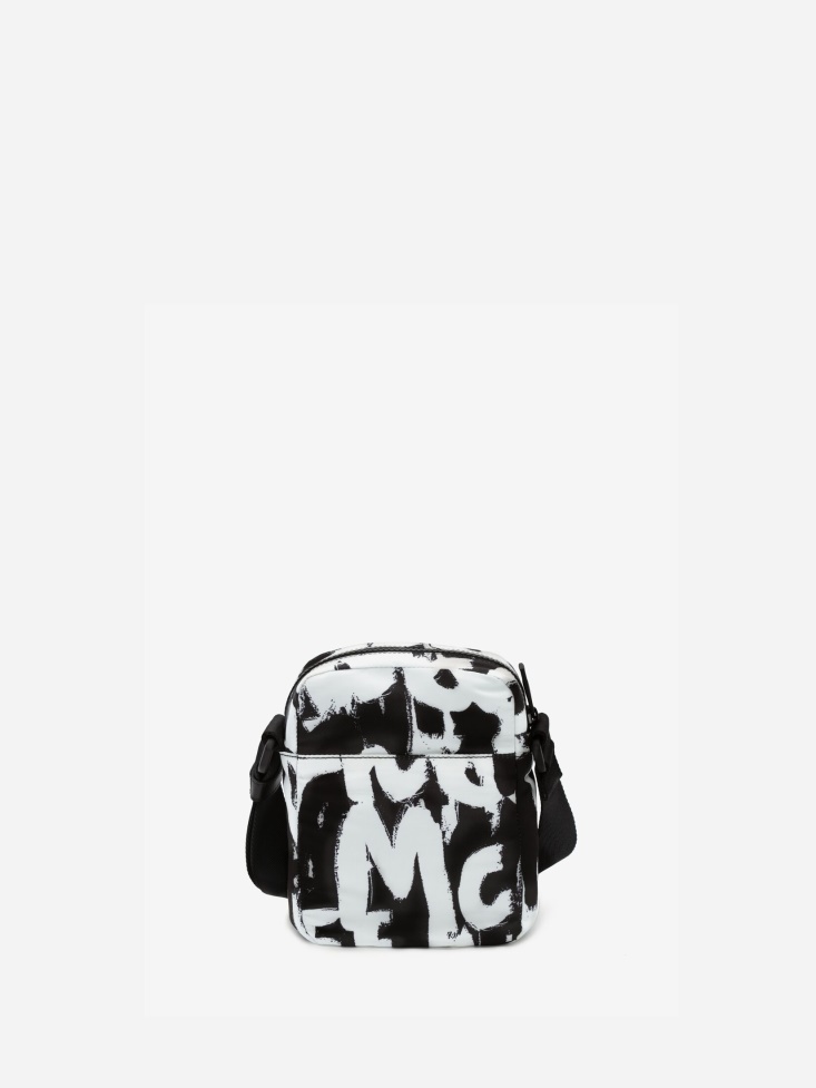 Black/Off White Fashion Alexander McQueen Men's in Graffiti Mini Messenger Bag