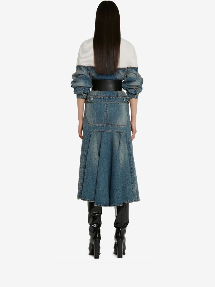 Blue/Ivory Fashion Alexander McQueen Women's Hybrid Denim Jacket