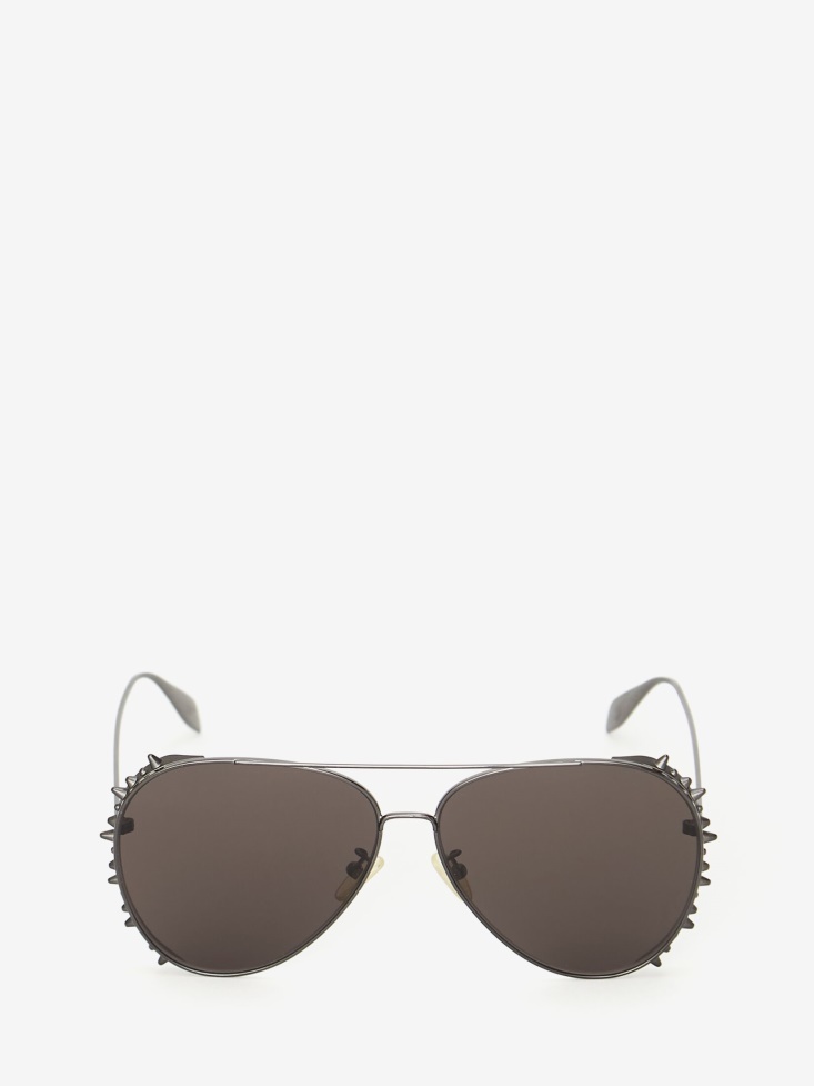 Ruthenium Punk Stud Pilot Sunglasses Fashion Alexander McQueen