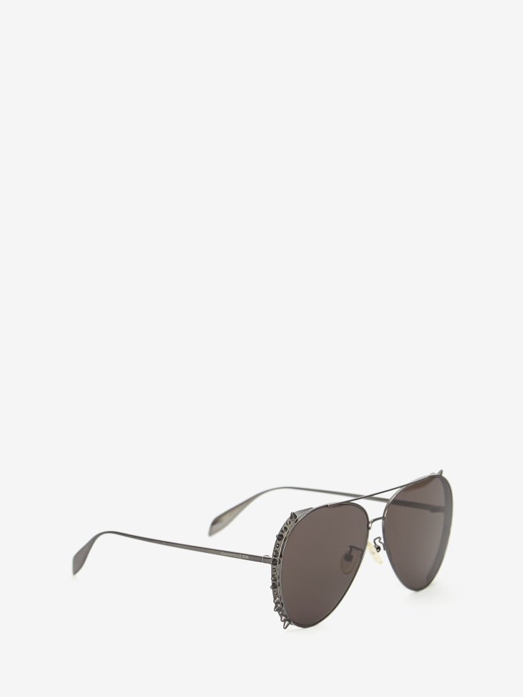 Ruthenium Punk Stud Pilot Sunglasses Fashion Alexander McQueen