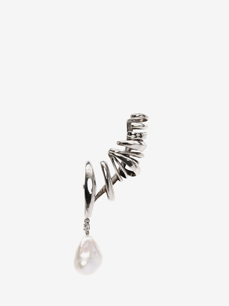 Antique Silver Fashion Alexander McQueen Women's River Pearl Ear Cuff