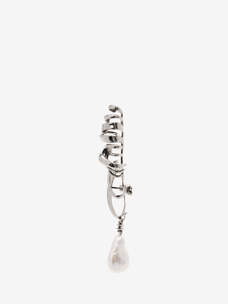 Antique Silver Fashion Alexander McQueen Women's River Pearl Ear Cuff