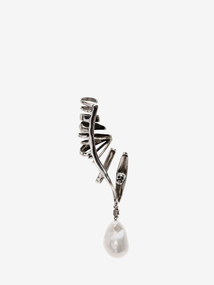 Antique Silver Fashion Alexander McQueen Women's River Pearl Ear Cuff