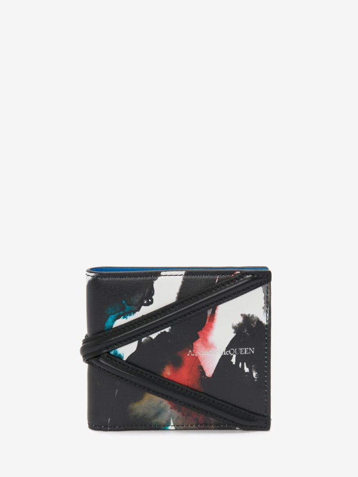Fashion Alexander McQueen Multicolour Men's Watercolour Graffiti The Harness Billfold Wallet