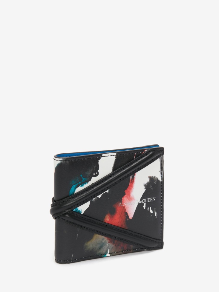 Fashion Alexander McQueen Multicolour Men's Watercolour Graffiti The Harness Billfold Wallet