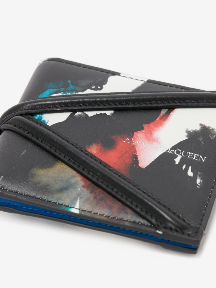 Fashion Alexander McQueen Multicolour Men's Watercolour Graffiti The Harness Billfold Wallet