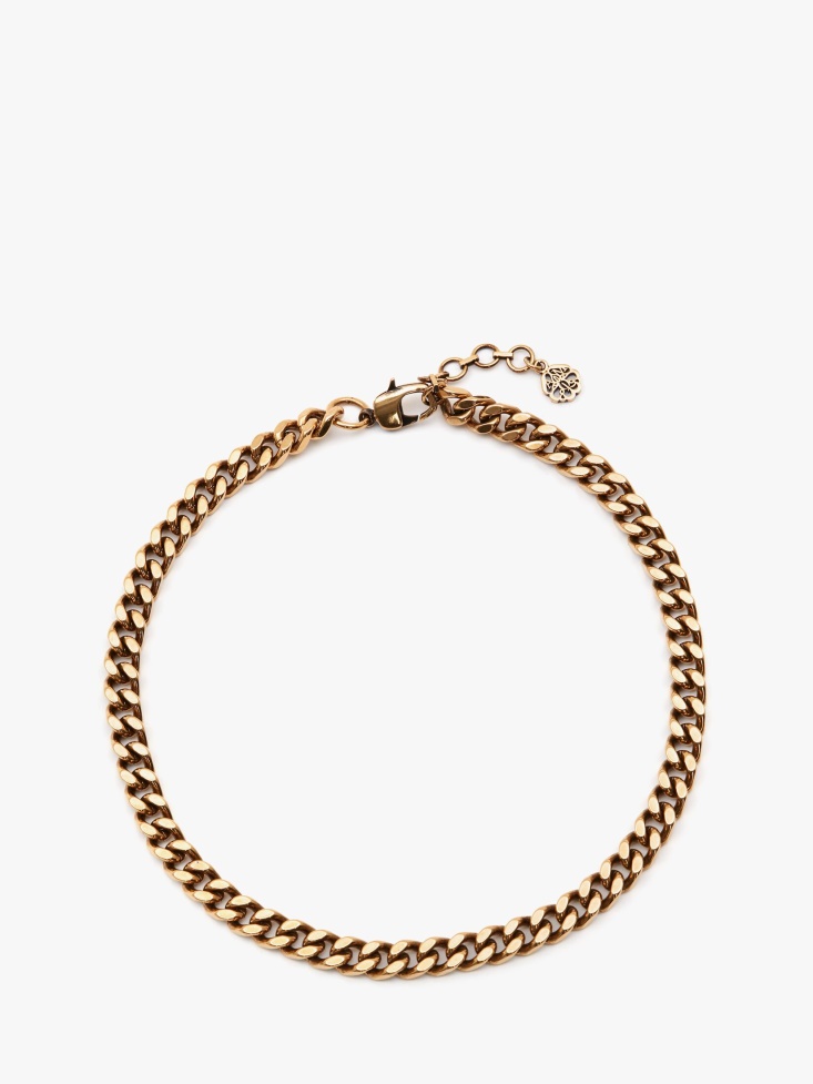 Women's Medium Width Chain Choker Antique Gold Fashion Alexander McQueen