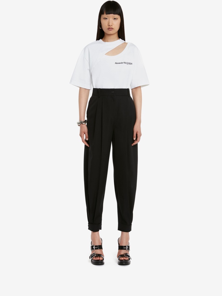 Women's Slashed T-Shirt Fashion Alexander McQueen Optical White