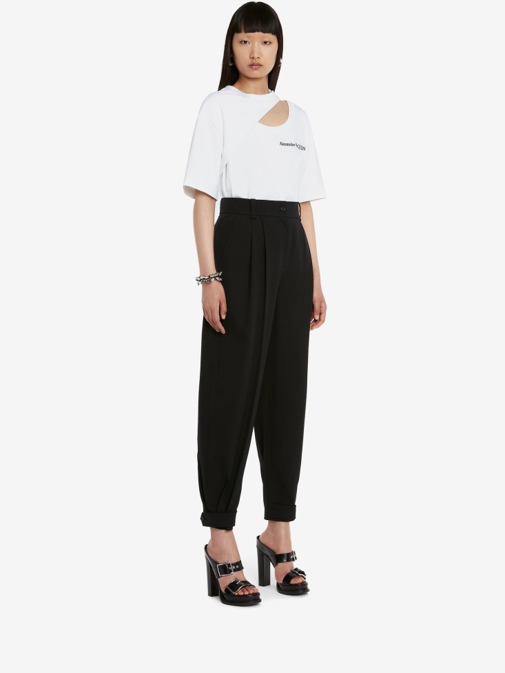 Women's Slashed T-Shirt Fashion Alexander McQueen Optical White