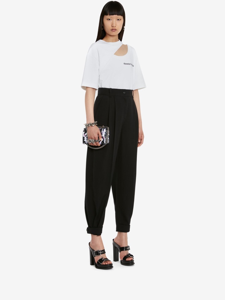 Women's Slashed T-Shirt Fashion Alexander McQueen Optical White