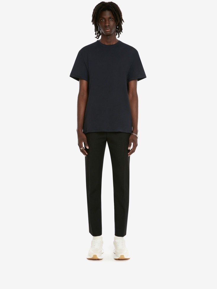 Navy Fashion Alexander McQueen Men's Skull T-Shirt
