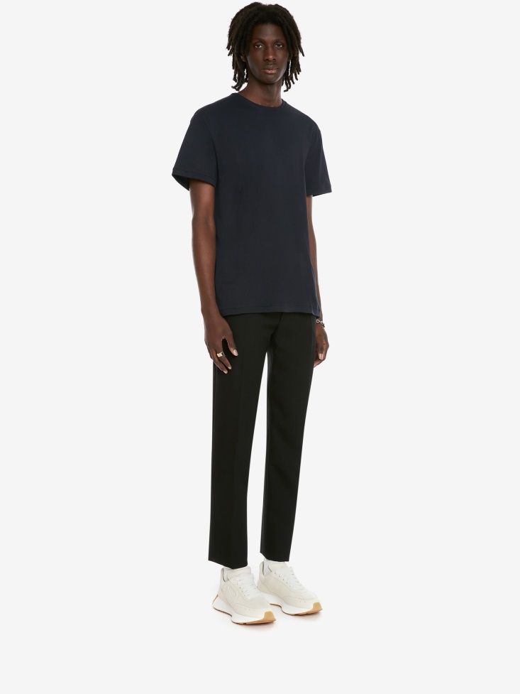 Navy Fashion Alexander McQueen Men's Skull T-Shirt