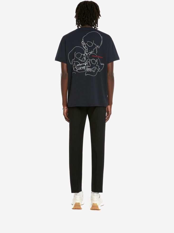 Navy Fashion Alexander McQueen Men's Skull T-Shirt