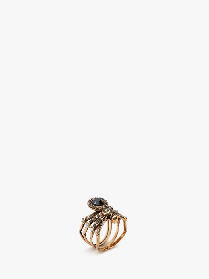 Fashion Alexander McQueen Women's Spider Ring Antique Gold