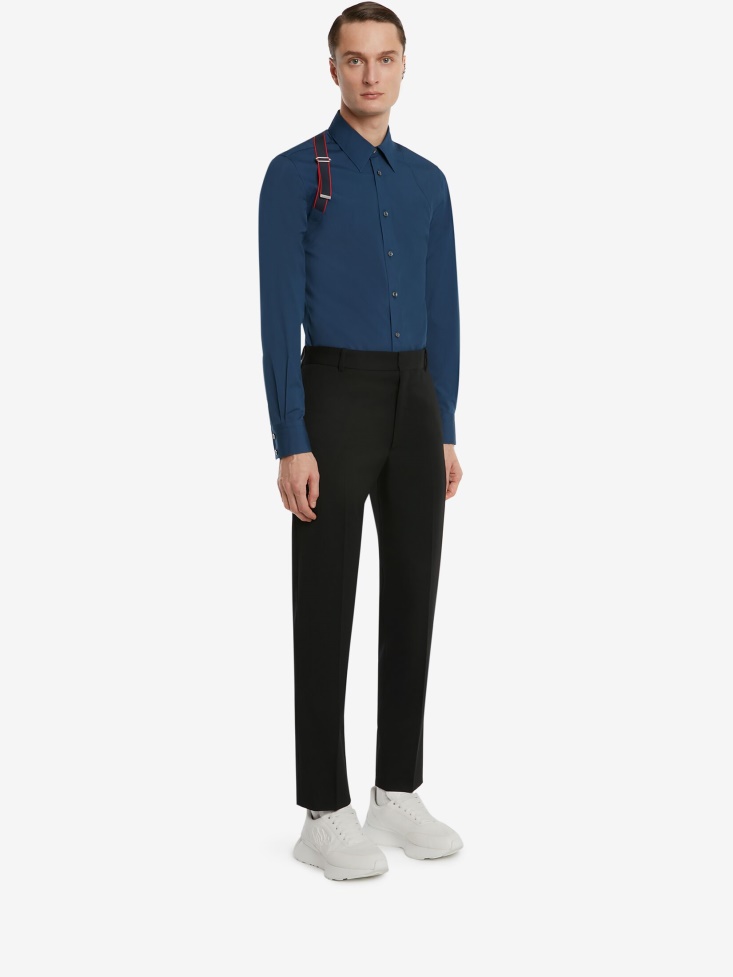 Men's in Signature Harness Shirt Indigo Fashion Alexander McQueen