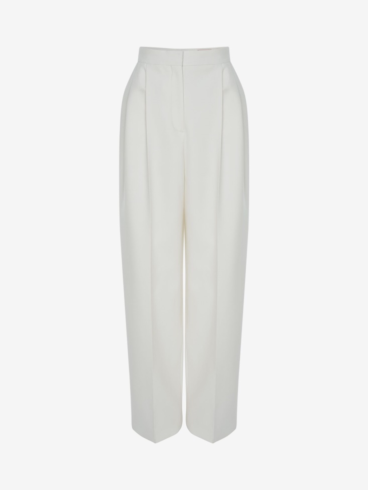 Women's Wool Wide Leg Trousers Fashion Alexander McQueen Ivory