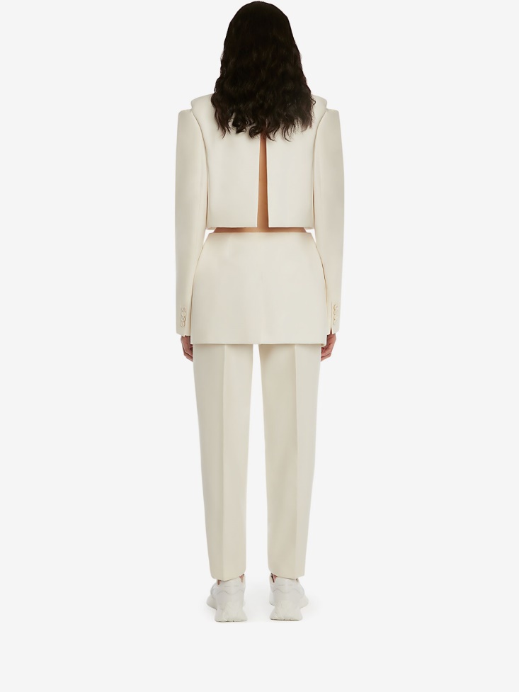 Fashion Alexander McQueen Ivory Women's Slashed Wool Jacket