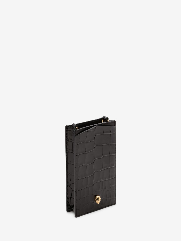 Women's Skull Phone Case With Chain Black Fashion Alexander McQueen