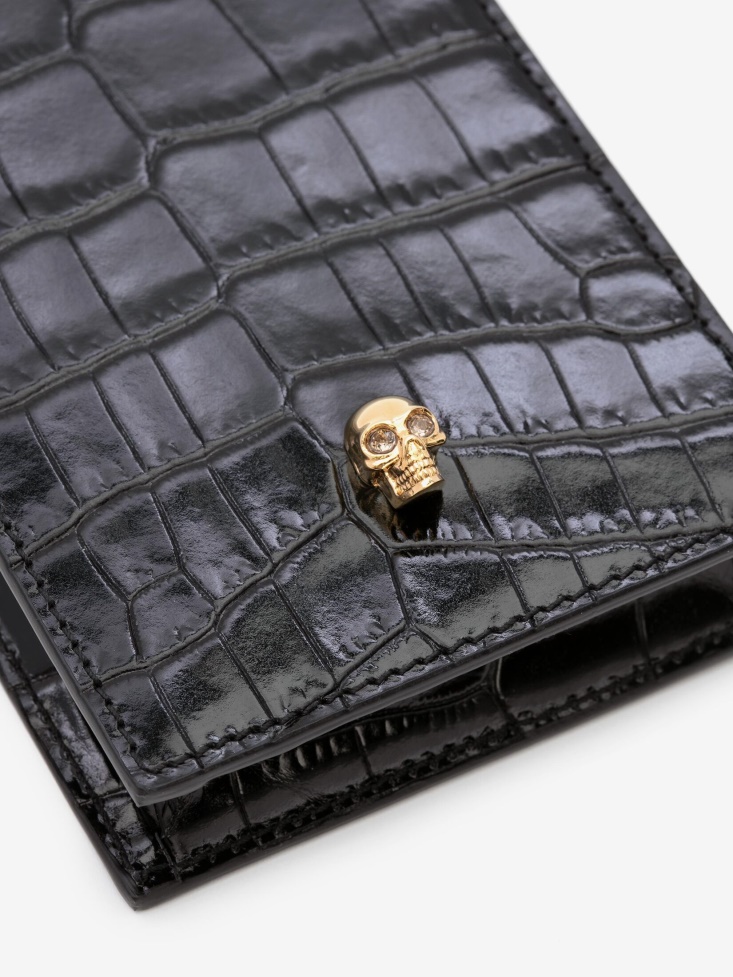 Women's Skull Phone Case With Chain Black Fashion Alexander McQueen