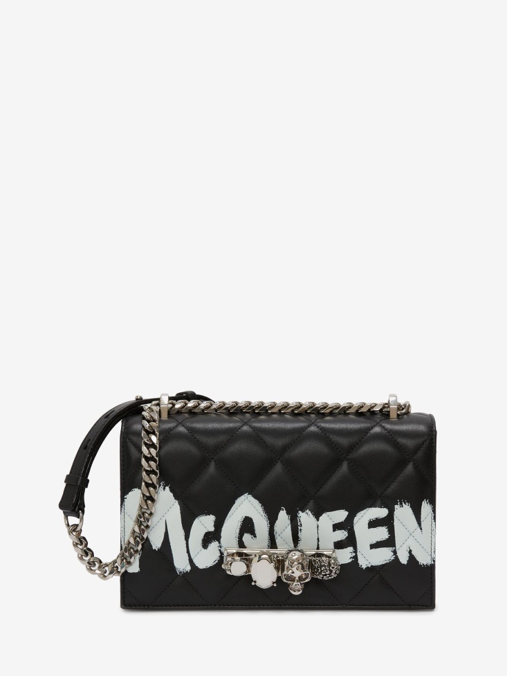 Black/White Women's Jewelled Satchel Fashion Alexander McQueen