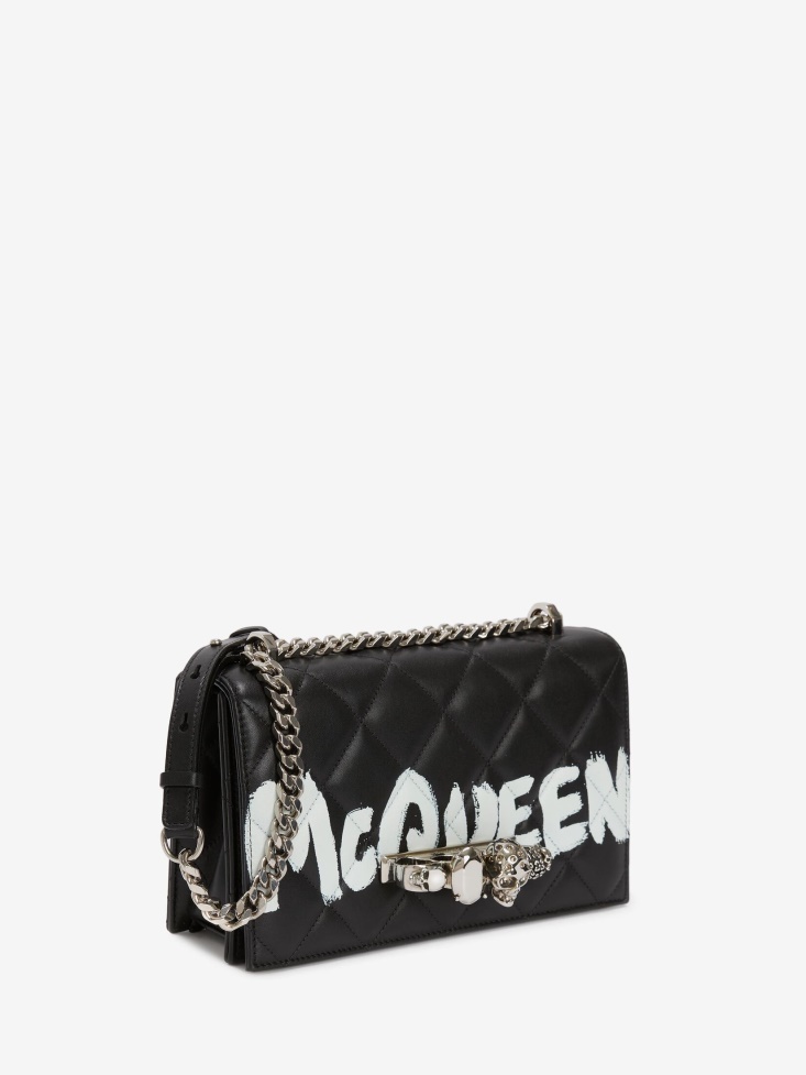 Black/White Women's Jewelled Satchel Fashion Alexander McQueen