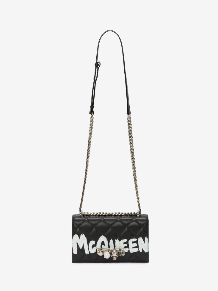 Black/White Women's Jewelled Satchel Fashion Alexander McQueen