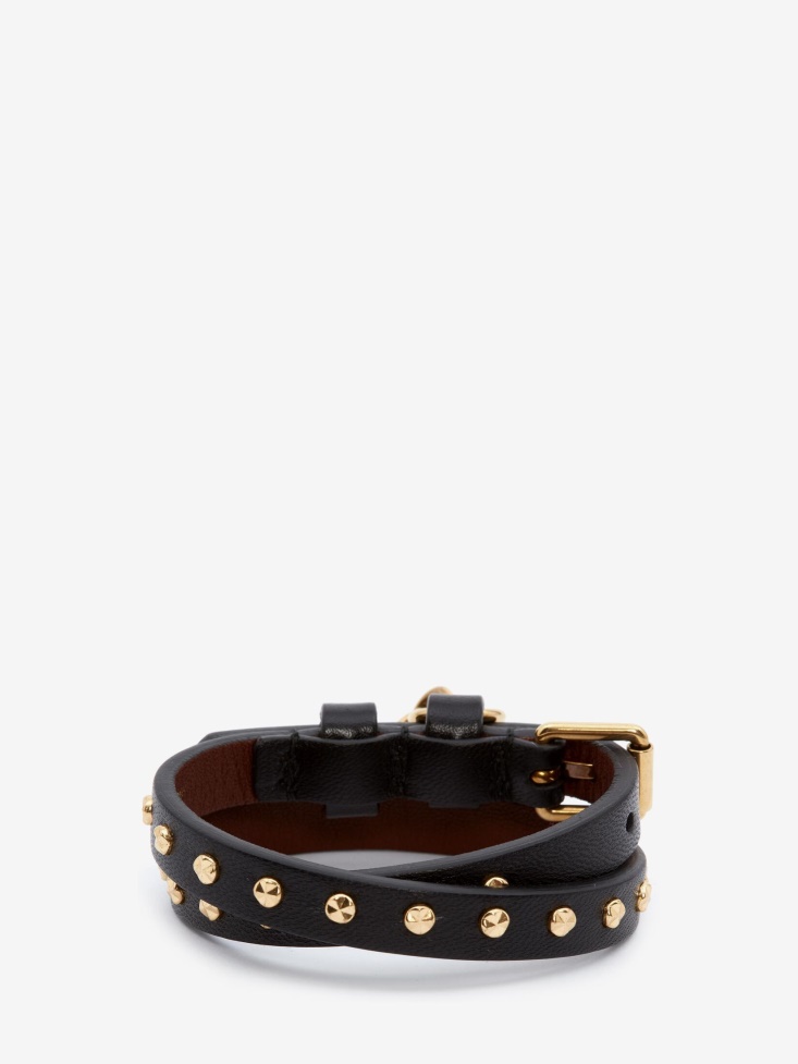 Men's Hammered Studs Double-Wrap Bracelet Fashion Alexander McQueen Black