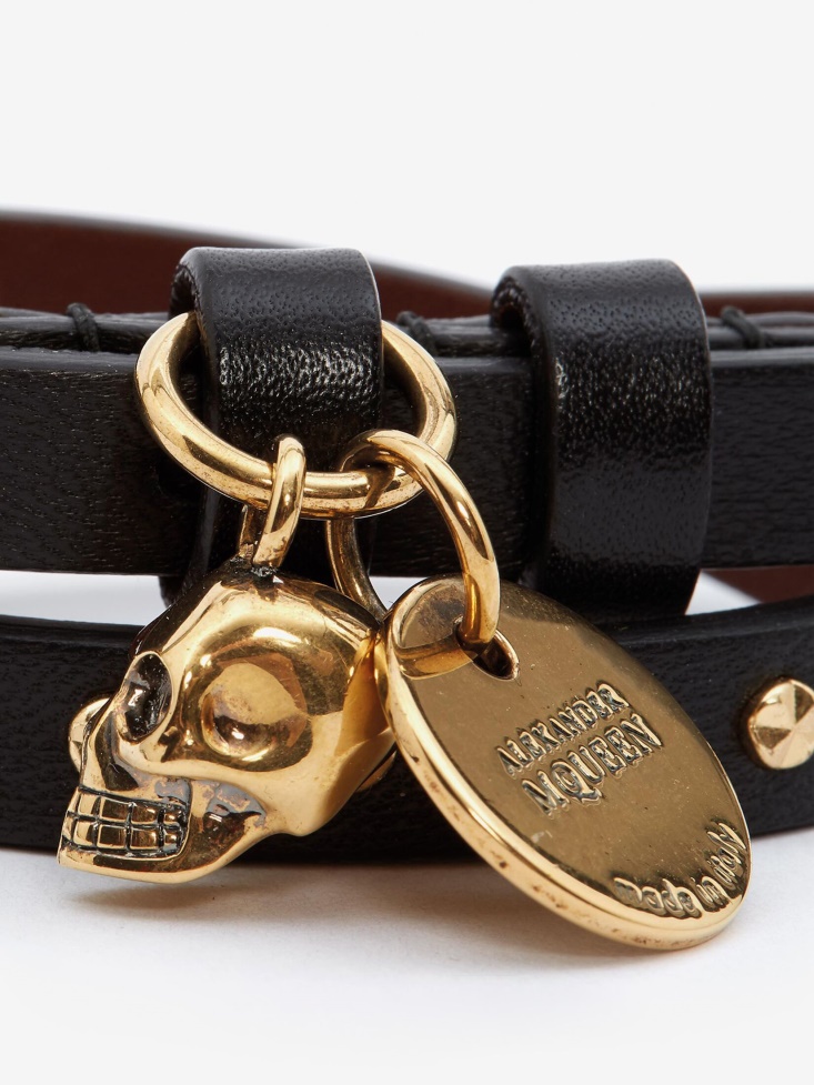 Men's Hammered Studs Double-Wrap Bracelet Fashion Alexander McQueen Black
