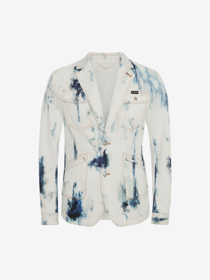 Sky Blue Fashion Alexander McQueen Men's Blue Sky Denim Jacket