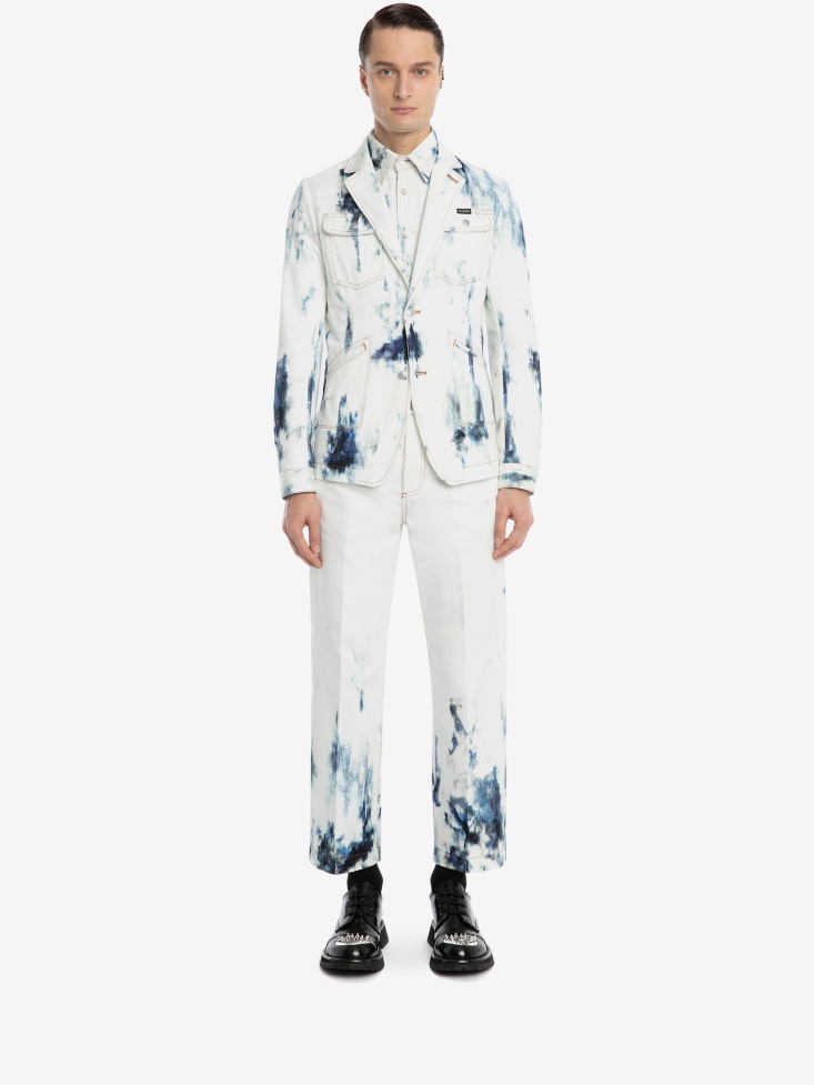 Sky Blue Fashion Alexander McQueen Men's Blue Sky Denim Jacket