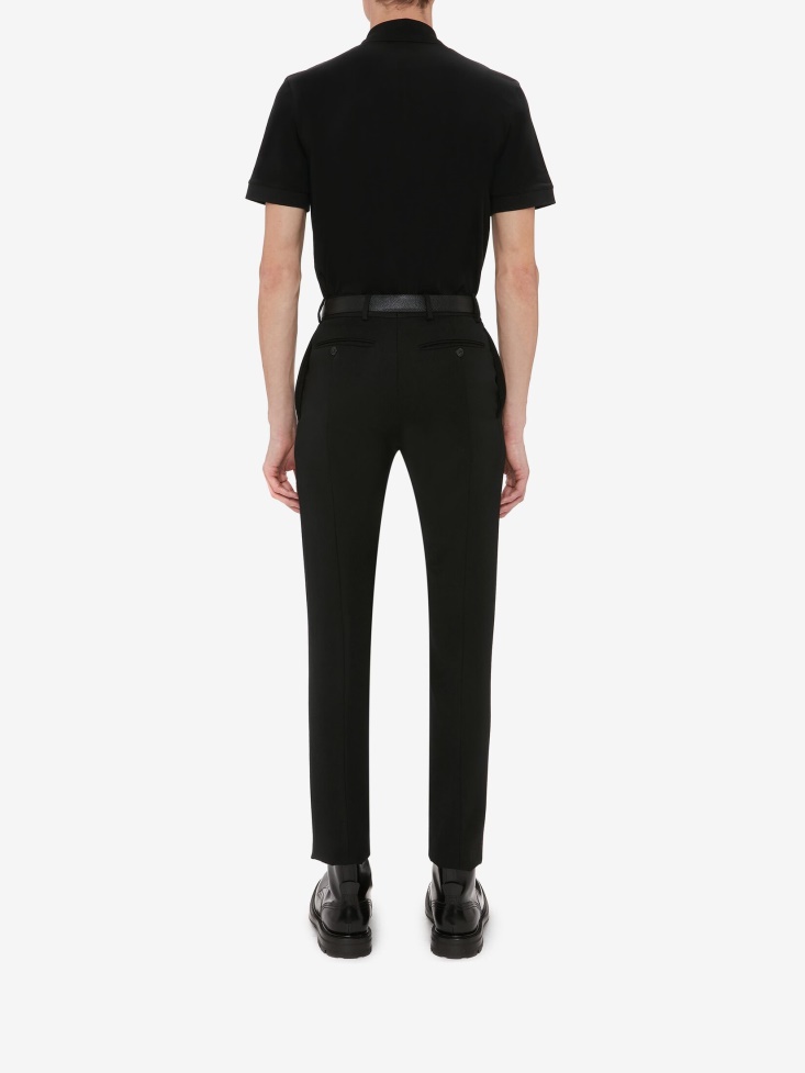 Black Fashion Alexander McQueen Men's Selvedge Logo Tape Polo
