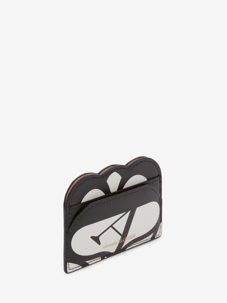 Fashion Alexander McQueen Women's Seal Logo Card Holder Ivory/Black